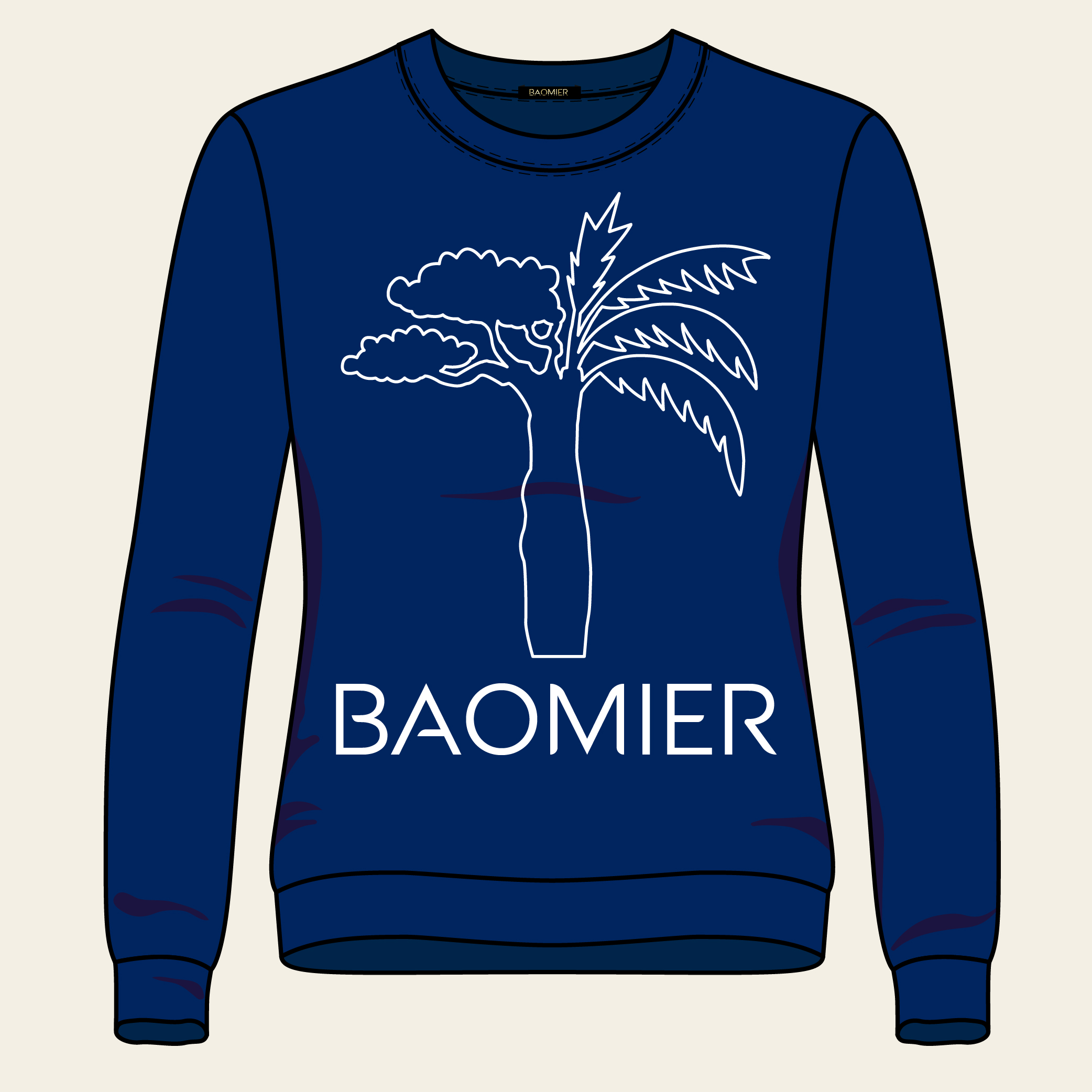 Sweatshirt Logo Baomier Classique Bleu_Femme Face-05 Sweatshirt Logo Baomier Classique Bleu Femme Face 05
