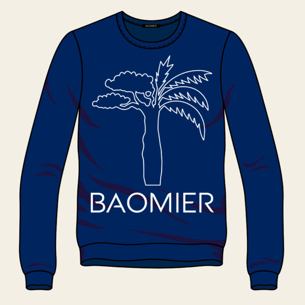 Sweatshirt Logo Baomier Classique Bleu Homme Face 05