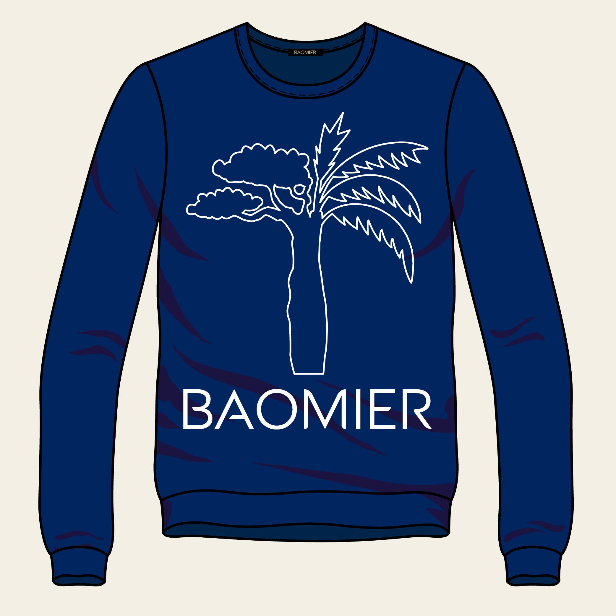 Sweatshirt Logo Baomier Classique Bleu_Homme Face-05 Sweatshirt Logo Baomier Classique Bleu Homme Face 05