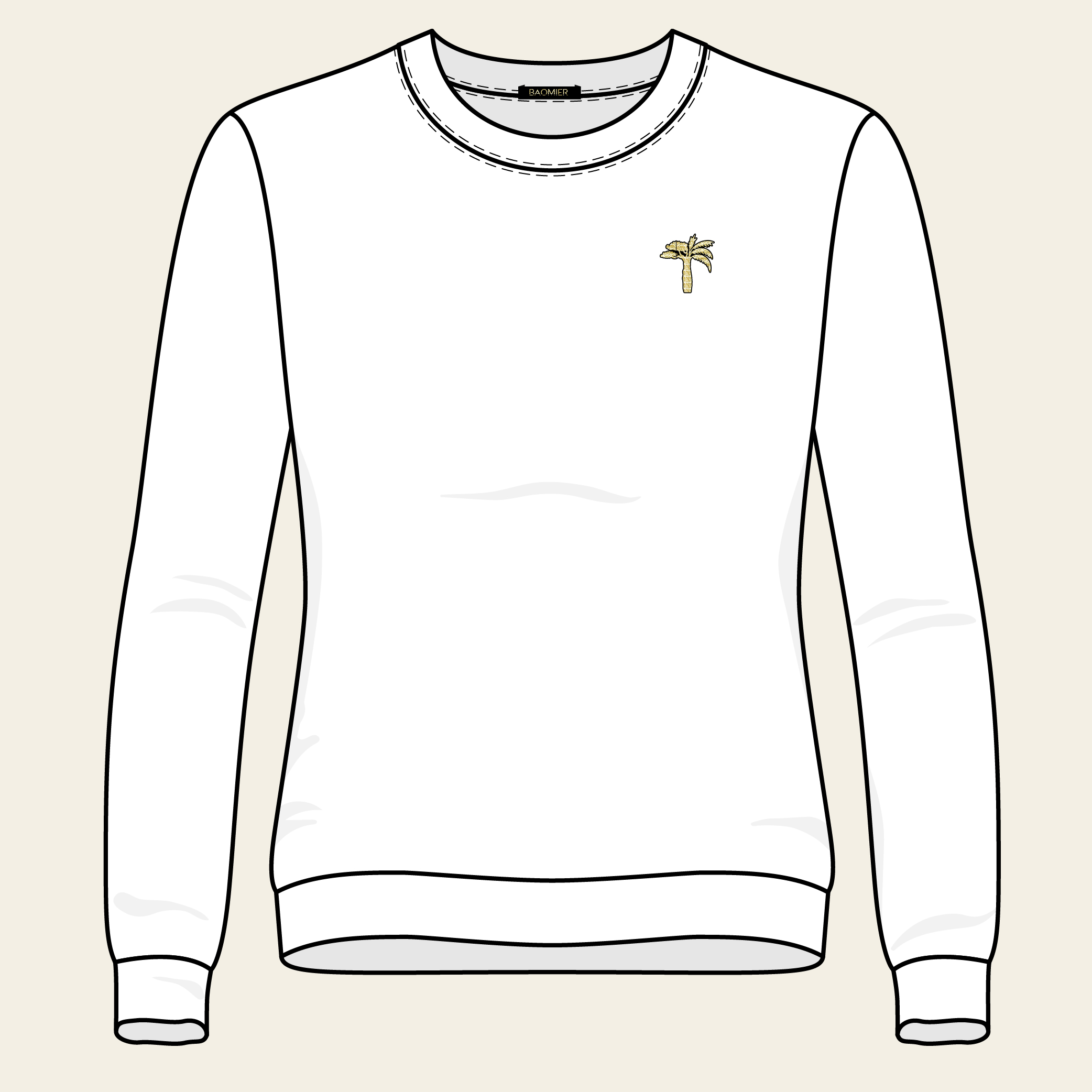 Sweatshirt Motif Baomier Blanc_Femme Face-05 Sweatshirt Motif Baomier Blanc Femme Face 05