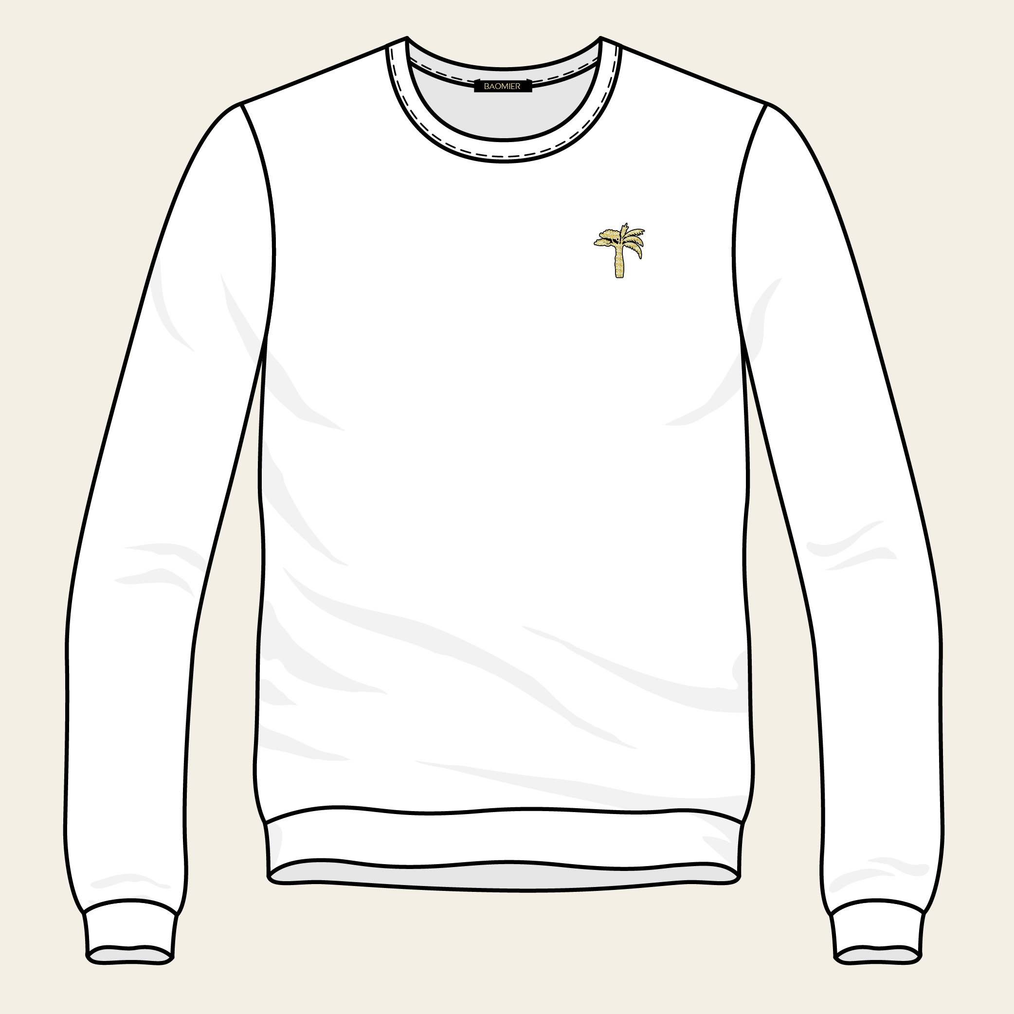 Sweatshirt Motif Baomier Blanc_Homme Face-05 Sweatshirt Motif Baomier Blanc Homme Face 05