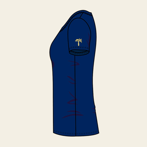 T shirt Logo Baomier Classique Bleu Femme Cote 04
