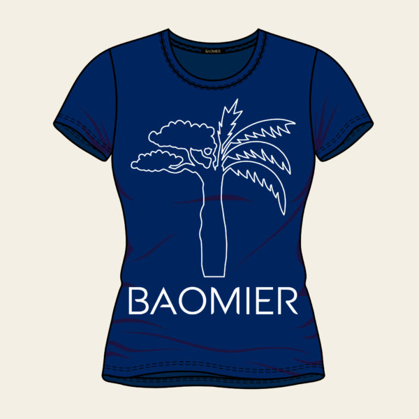 T shirt Logo Baomier Classique Bleu Femme Face 02