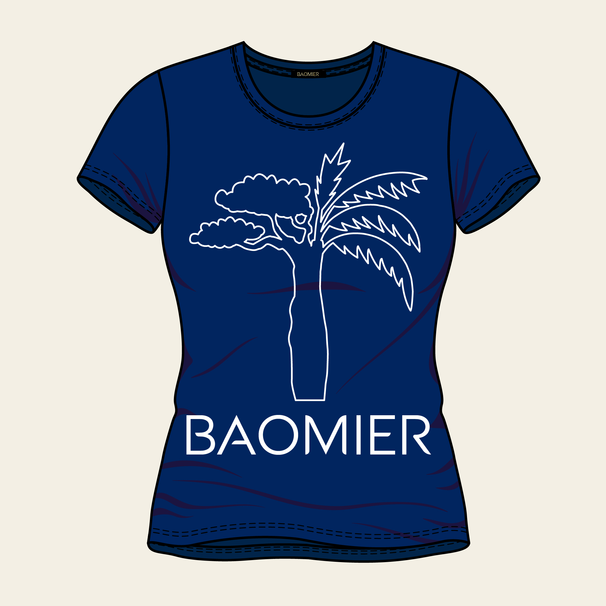 T-shirt Logo Baomier Classique Bleu_Femme Face-02 T shirt Logo Baomier Classique Bleu Femme Face 02