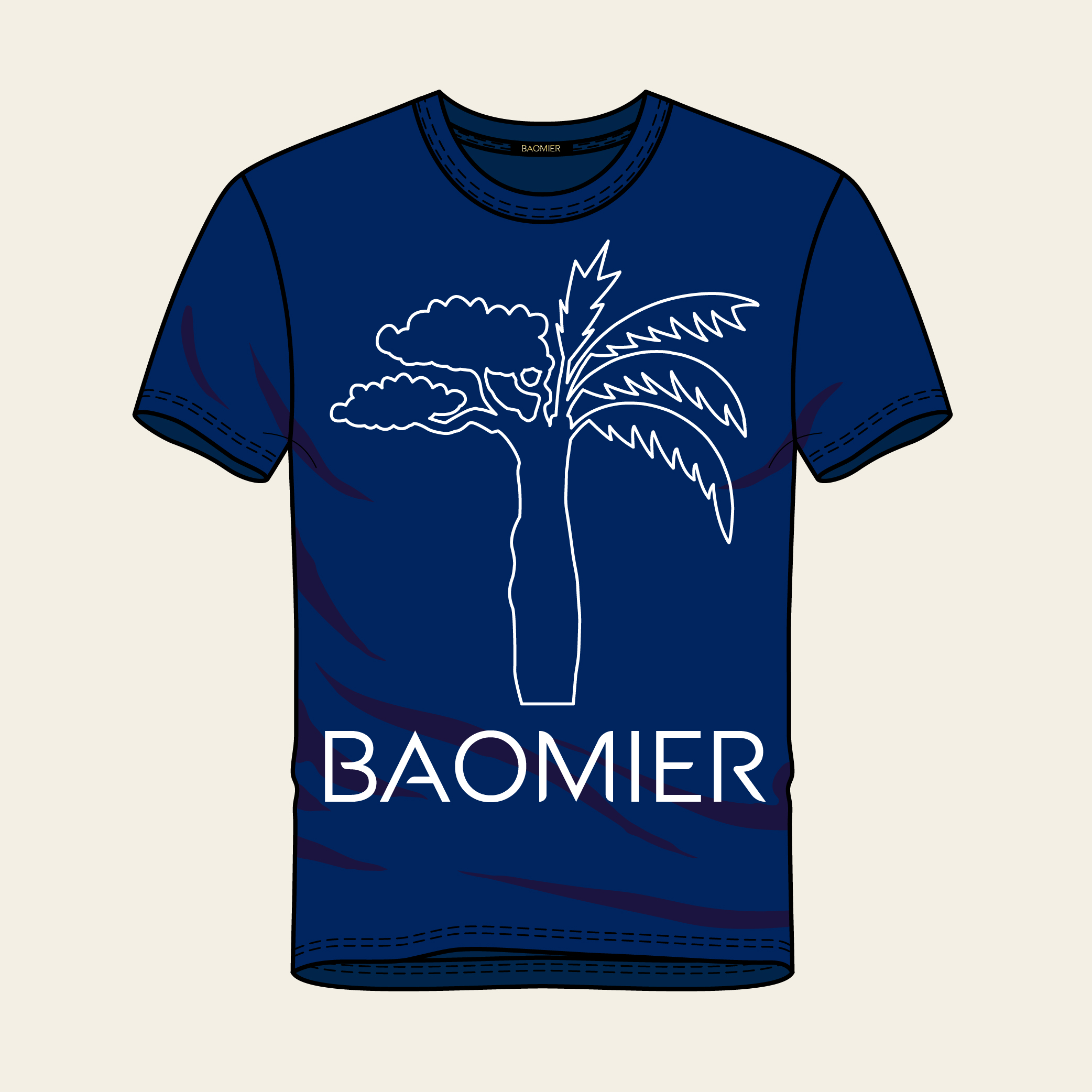T-shirt Logo Baomier Classique Bleu_Homme Face-02 T shirt Logo Baomier Classique Bleu Homme Face 02