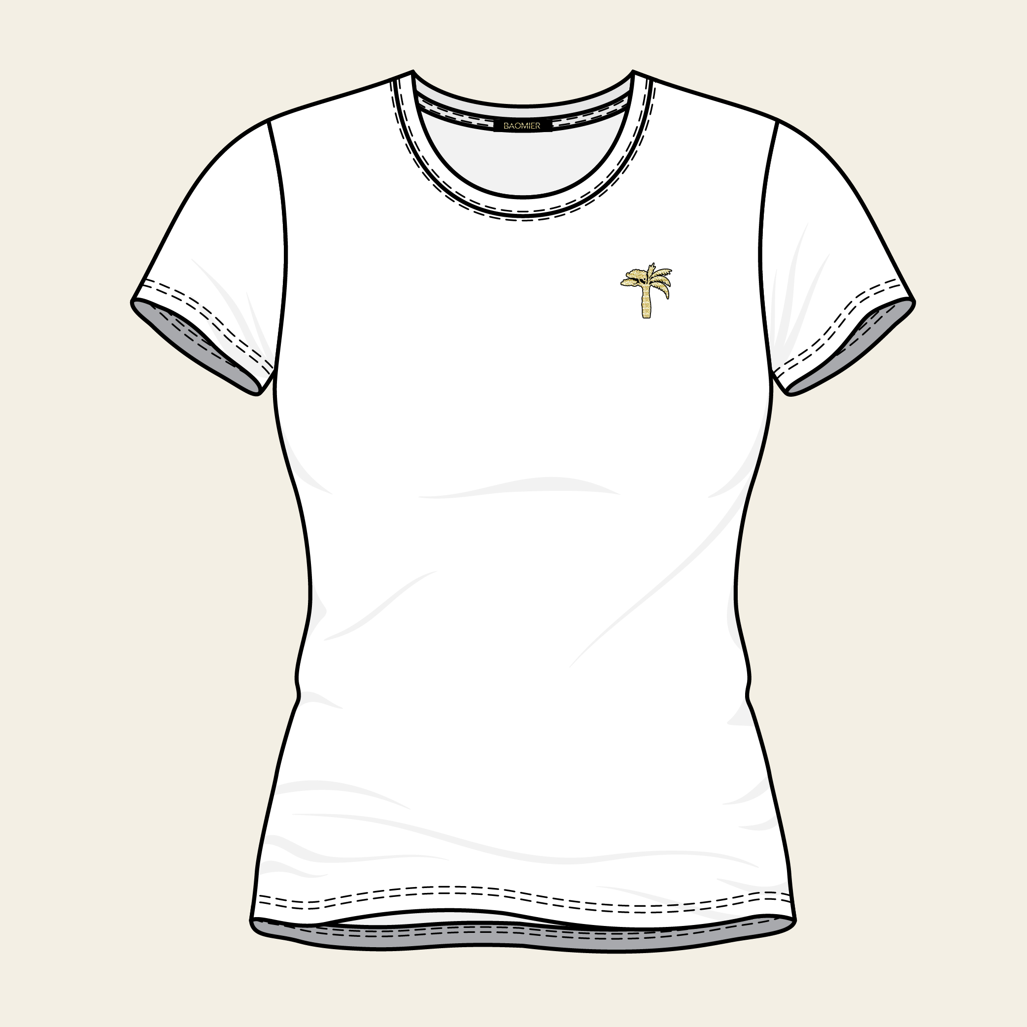 T-shirt Motif Baomier Blanc_Femme Face-02 T shirt Motif Baomier Blanc Femme Face 02