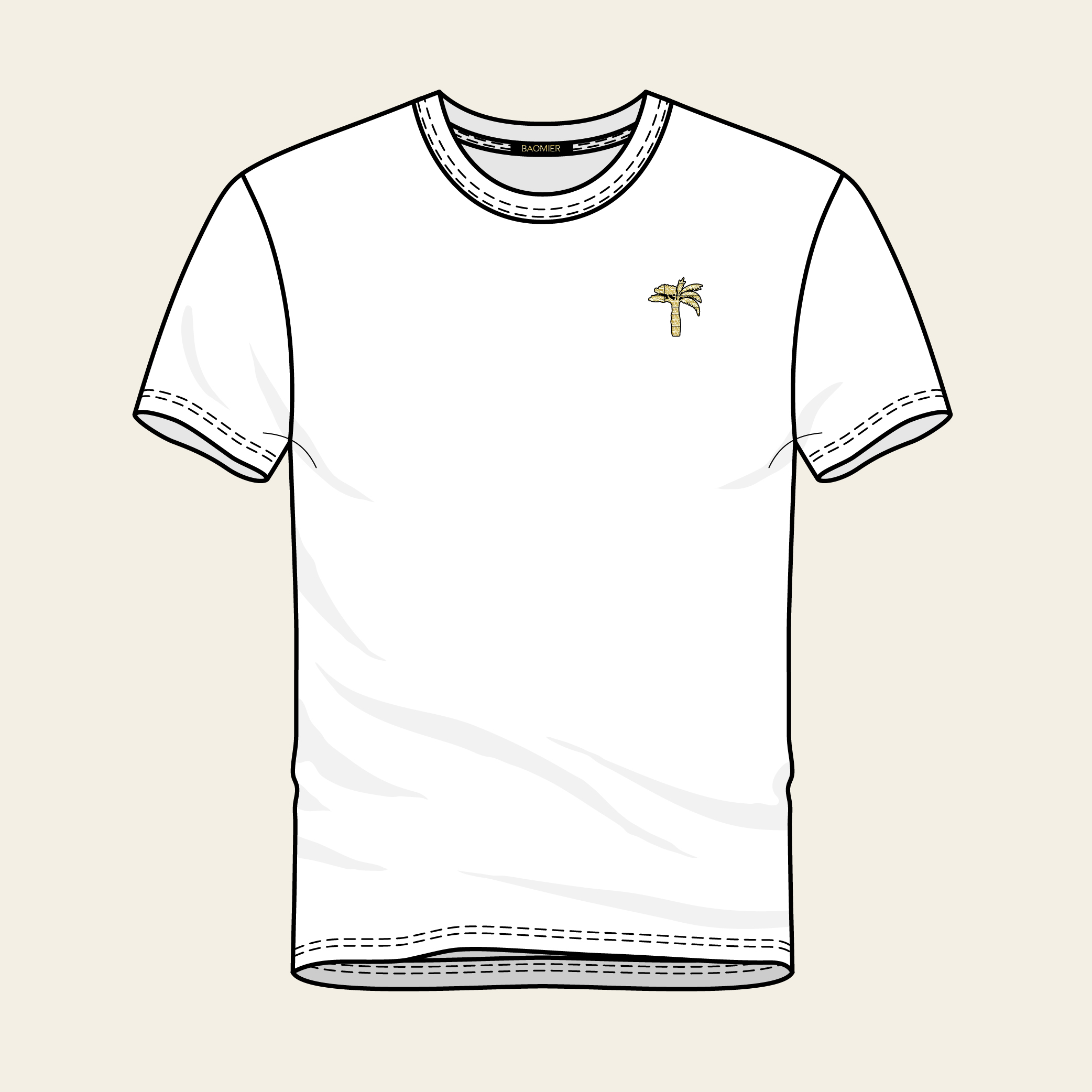 T-shirt Motif Baomier Blanc_Homme Face-02 T shirt Motif Baomier Blanc Homme Face 02